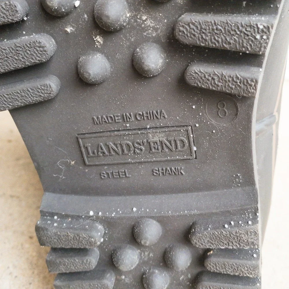 Lands' End Duck Boots Mens‎ 8D Brown Suede Insulated Snow Winter Rubber Suede
